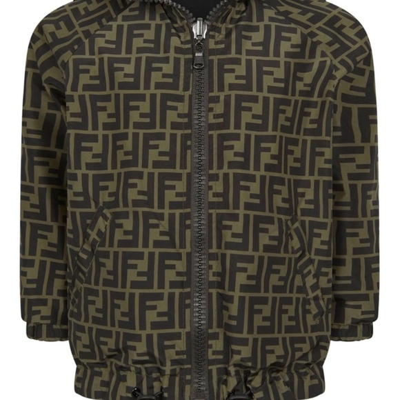 Fendi x Kway Reversible Kids Nylon Bomber with Hood - Picture 1 of 10